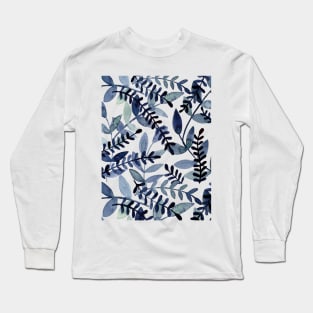 Watercolor branches - indigo Long Sleeve T-Shirt